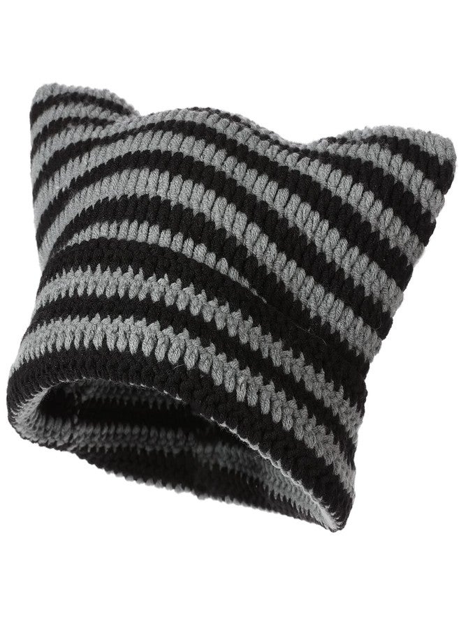 PLwelth Crochet Hats for Women Y2k-Accessories Vintage Beanies Cat Beanie Fox Hat Grunge Accessories Knit Hat Winter Warm Little Devil Hats Slouchy Beanies for Women Girl - Image 1